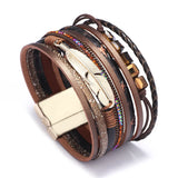 Alloy Feather Leather Bracelet Multicolor Pulseira Senhora