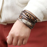 Alloy Feather Leather Bracelet Multicolor Pulseira Senhora