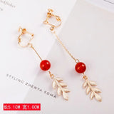 Korea Style Asymmetrical Star Moon Pearl Clip Earrings For Girl Women Party