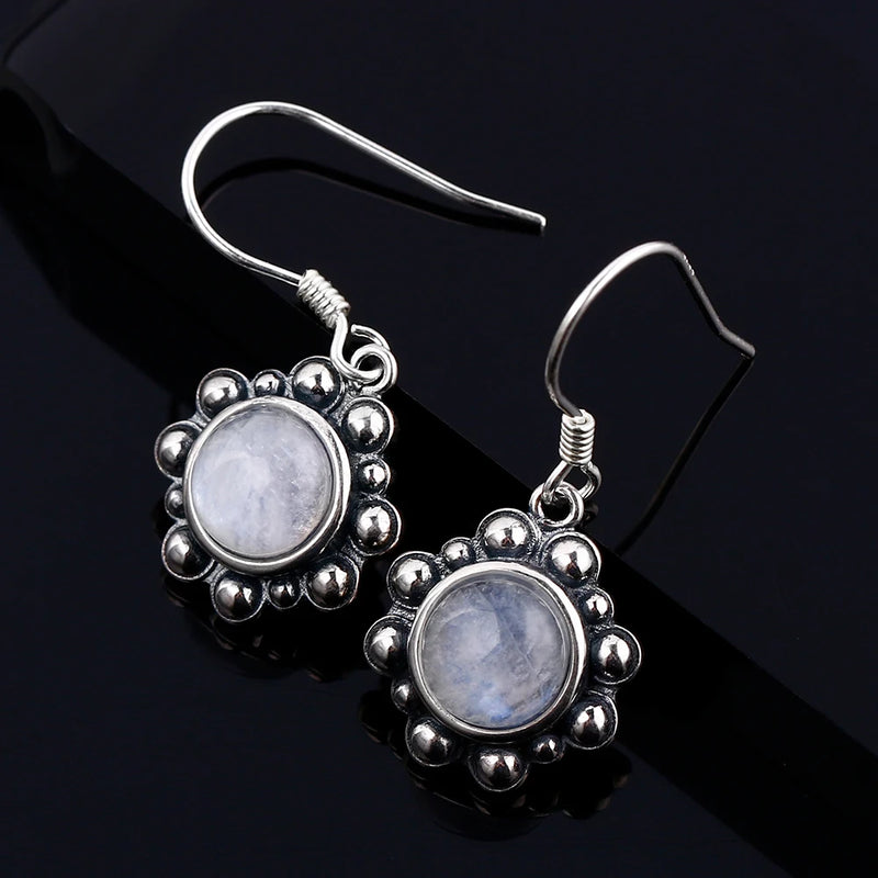 S925 Sterling Silver Moonstone Earrings 6MM Wedding Party