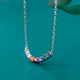 Silver 925 Necklace For Women Arc Colorful Zircon Pendant Necklaces