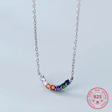 Silver 925 Necklace For Women Arc Colorful Zircon Pendant Necklaces