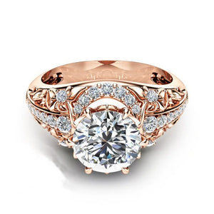 18k Rose Retro Flower Engagement Ring for Women Promise Rings
