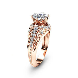 18k Rose Retro Flower Engagement Ring for Women Promise Rings
