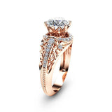18k Rose Retro Flower Engagement Ring for Women Promise Rings
