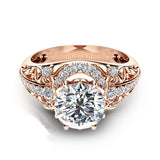 18k Rose Retro Flower Engagement Ring for Women Promise Rings