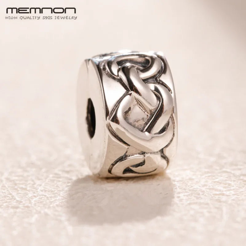 925 Sterling Silver Knotted Hearts Clip Bead for Bracelets