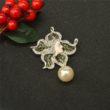 Rhinestone Pearl Brooch Flower Costume Jewelry for Women