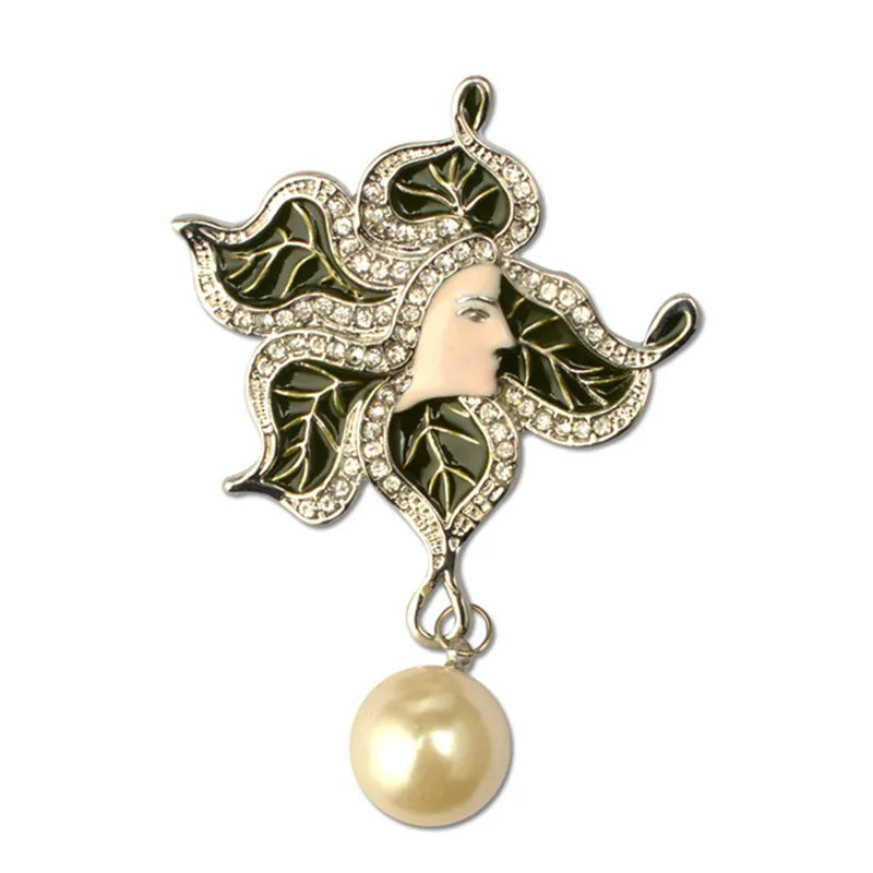 Rhinestone Pearl Brooch Flower Costume Jewelry for Women