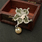 Rhinestone Pearl Brooch Flower Costume Jewelry for Women