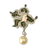 Rhinestone Pearl Brooch Flower Costume Jewelry for Women