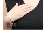 Silver Chain Bracelet with Green Zircon Stone for Women