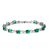 Silver Chain Bracelet with Green Zircon Stone for Women