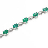 Silver Chain Bracelet with Green Zircon Stone for Women