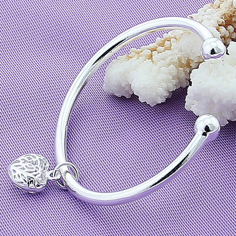Silver 925 Heart Bracelets Bangles For Women Jewelry Pulseiras