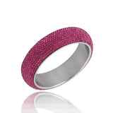 Wide Heavy Stainless Steel Bangles for Women with CZ Austrian Crystal
