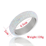 Wide Heavy Stainless Steel Bangles for Women with CZ Austrian Crystal