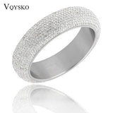 Wide Heavy Stainless Steel Bangles for Women with CZ Austrian Crystal