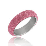 Wide Heavy Stainless Steel Bangles for Women with CZ Austrian Crystal