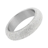 Wide Heavy Stainless Steel Bangles for Women with CZ Austrian Crystal
