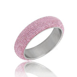 Wide Heavy Stainless Steel Bangles for Women with CZ Austrian Crystal