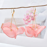 Chiffon Flower Petals Long Earrings DIY Jewelry Accessories