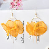 Chiffon Flower Petals Long Earrings DIY Jewelry Accessories