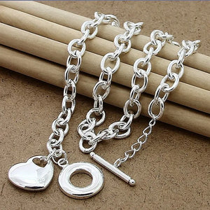 925 Silver Heart Pendant Necklace Fine Jewelry