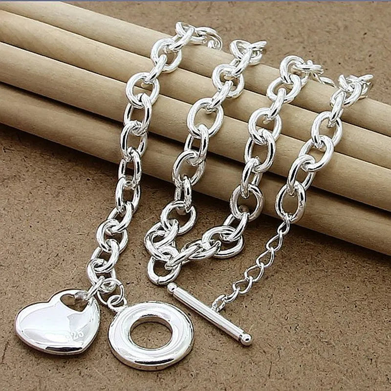 925 Silver Heart Pendant Necklace Fine Jewelry