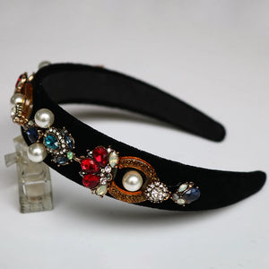 Hair Accessories Resin Crystal Jewelry Pearl Baroque Crown Metal Hairband