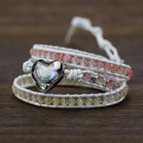 Shell Charm 3 Strands Wrap Bracelet Natural Stone Boho Leather Bracelet