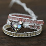 Shell Charm 3 Strands Wrap Bracelet Natural Stone Boho Leather Bracelet