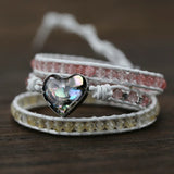 Shell Charm 3 Strands Wrap Bracelet Natural Stone Boho Leather Bracelet