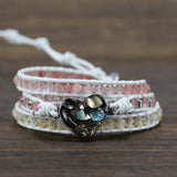 Shell Charm 3 Strands Wrap Bracelet Natural Stone Boho Leather Bracelet