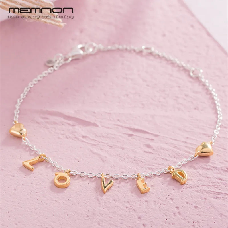 Loved Script Bracelets 925 Sterling Silver Chain Jewelry Bracelet
