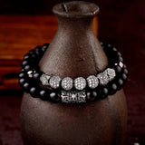 Zircon Ball Strand Bracelet Inlay CZ Pave Natural Stone Beads Bracelets