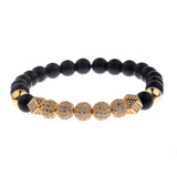 Zircon Ball Strand Bracelet Inlay CZ Pave Natural Stone Beads Bracelets