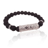 Zircon Bracelet Men Micro Pave CZ Tube Charm Fleur De Lis Beaded Bracelet