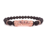 Zircon Bracelet Men Micro Pave CZ Tube Charm Fleur De Lis Beaded Bracelet