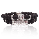 Zircon Bracelet Men Micro Pave CZ Tube Charm Fleur De Lis Beaded Bracelet