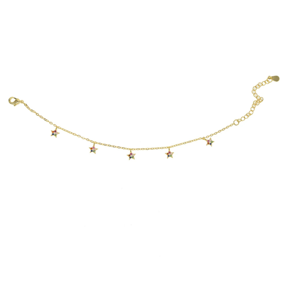 Star Charms Bracelet with Paved Stones for Women