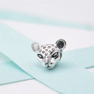 Autumn Silver Sparkling Lion Charms 925 Sterling Silver Bead for Bracelet