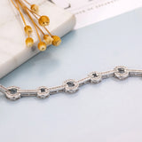925 Silver Chain CZ Crystal Bracelet for Women Girls Gift