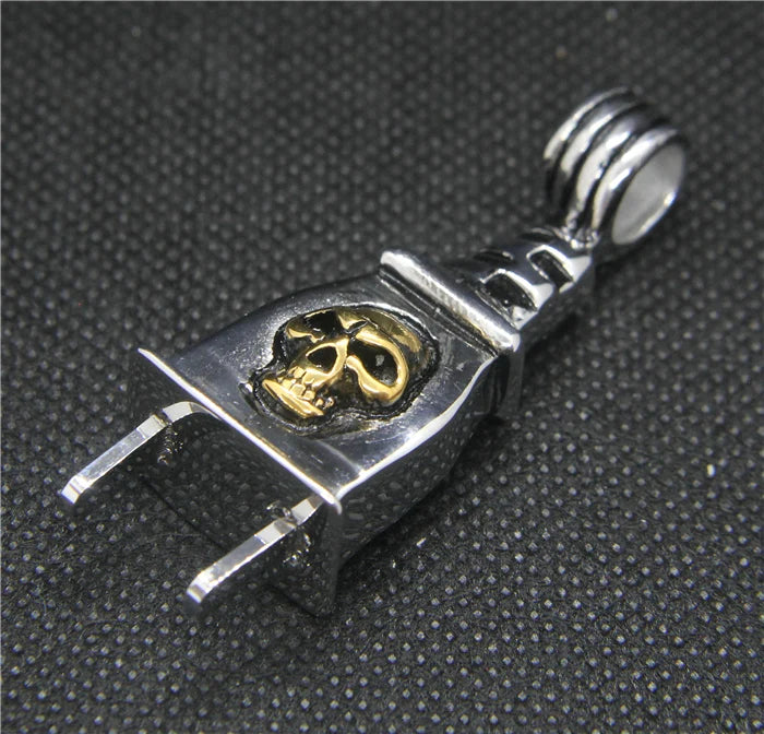 Golden Skull Plug Pendant Stainless Steel Skull Pendant