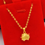 Bronze Plated Zodiac Pig Necklace for Women