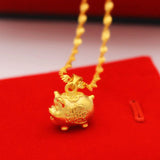 Bronze Plated Zodiac Pig Necklace for Women