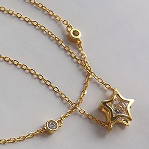 Sterling Silver 925 Star Zircon Double Chains Bracelet Indian Jewelry