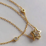 Sterling Silver 925 Star Zircon Double Chains Bracelet Indian Jewelry