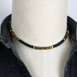 Tiger Eye Stone Mens Bead Necklace Unique Beaded Gift For Him
