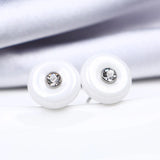 Romantic Crystal Stone Round Stud Earrings Rhinestone Ceramic Party Jewelry